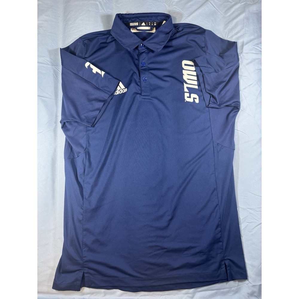 Adidas Men's Rice Owls Navy Blue Short Sleeve Polo Size Medium